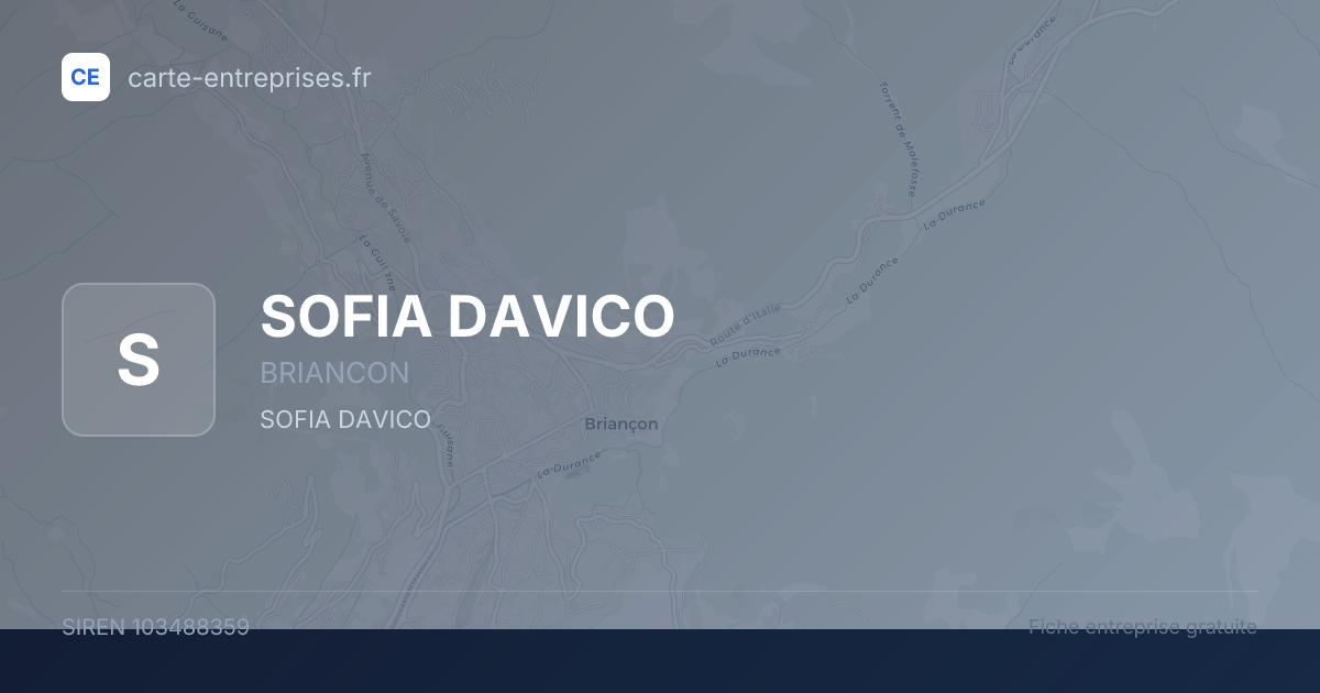 SOFIA DAVICO — 103488359 — fiche entreprise