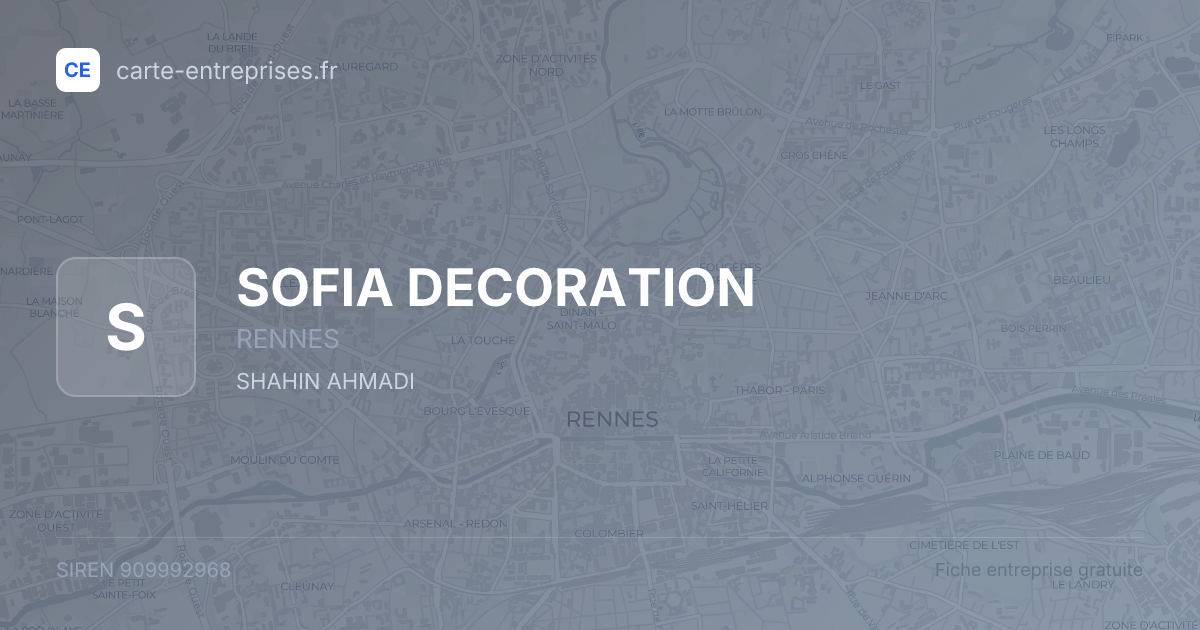 SOFIA DECORATION — 909992968 — fiche entreprise