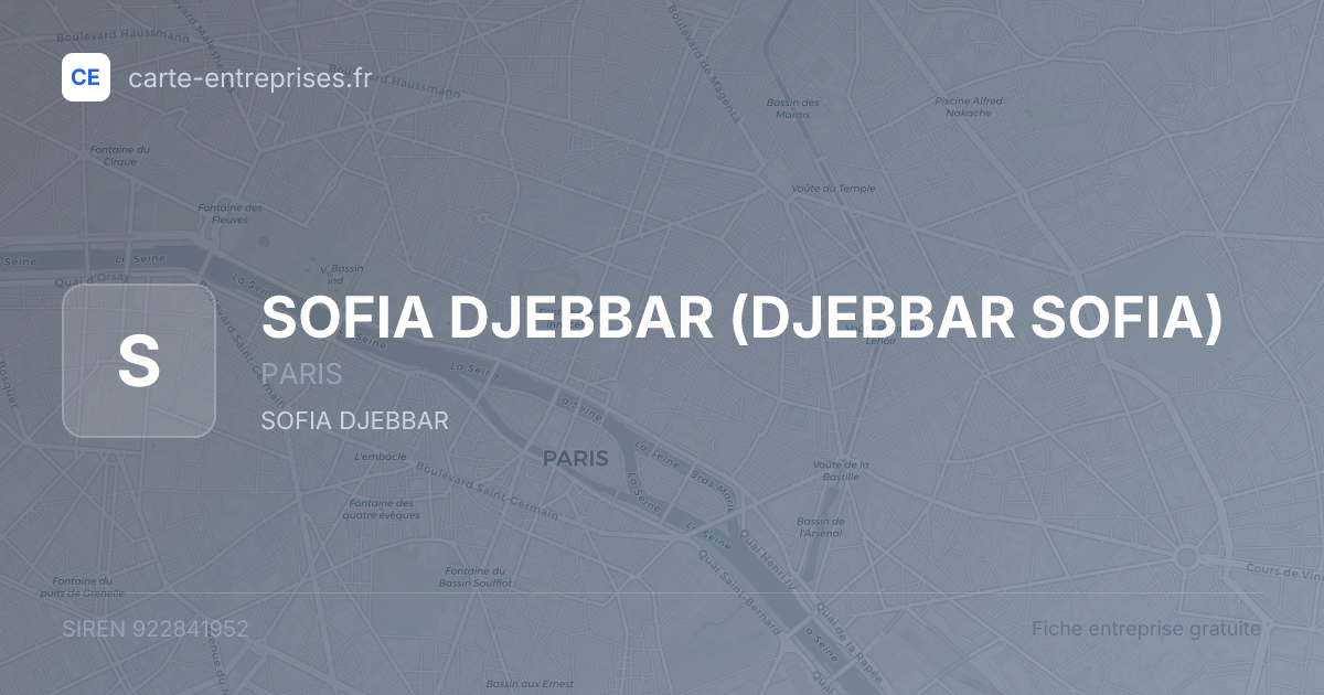 SOFIA DJEBBAR (DJEBBAR SOFIA) — 922841952 — fiche entreprise
