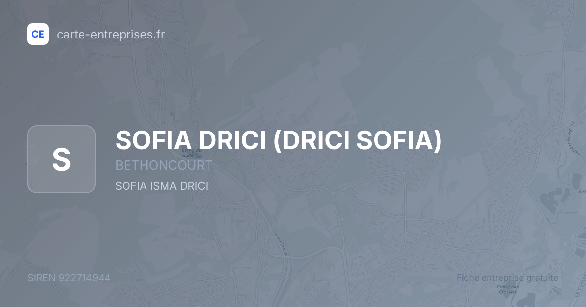 SOFIA DRICI (DRICI SOFIA) — 922714944 — fiche entreprise