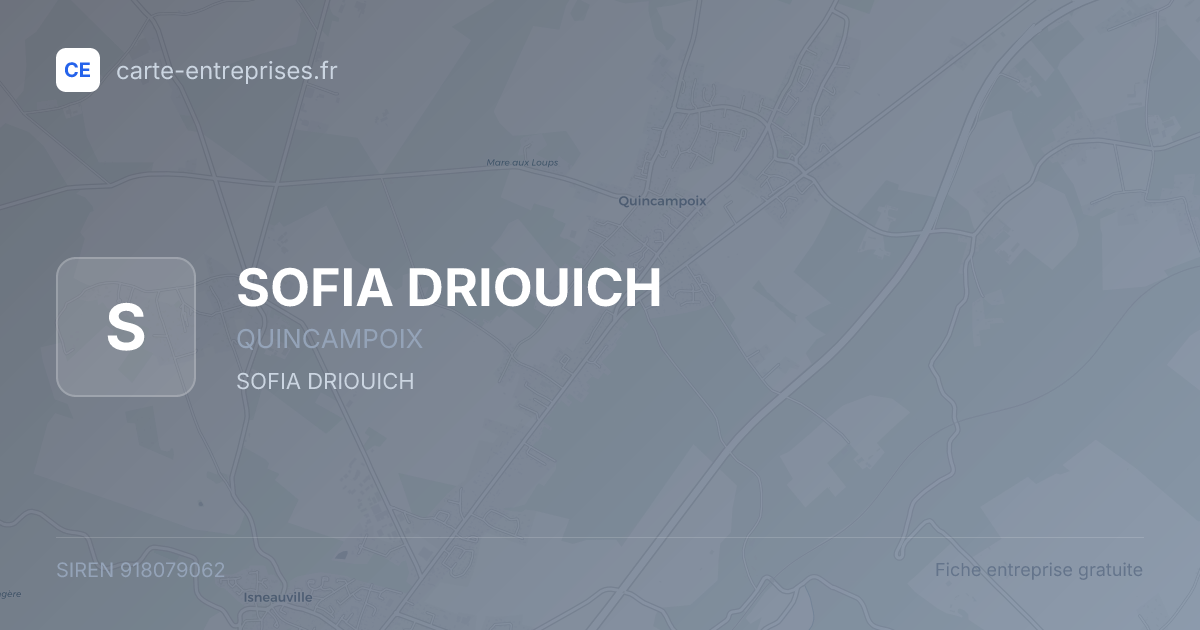 SOFIA DRIOUICH — 918079062 — fiche entreprise