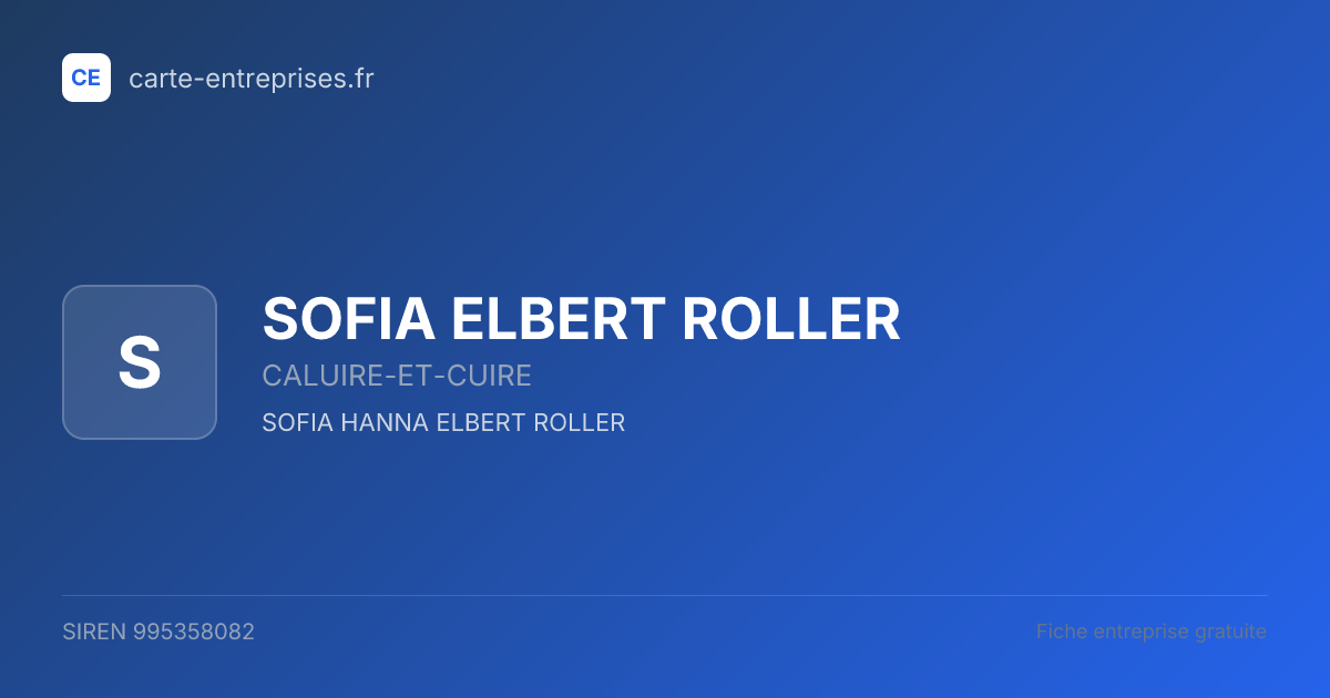SOFIA ELBERT ROLLER — 995358082 — fiche entreprise