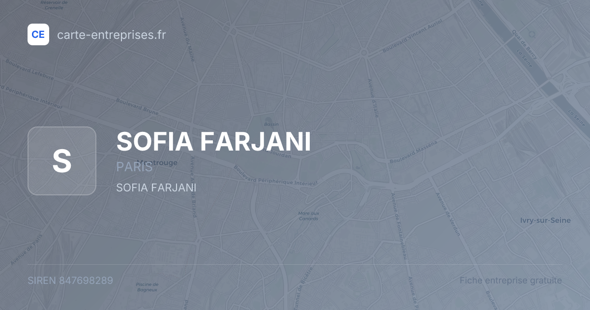 SOFIA FARJANI — 847698289 — fiche entreprise
