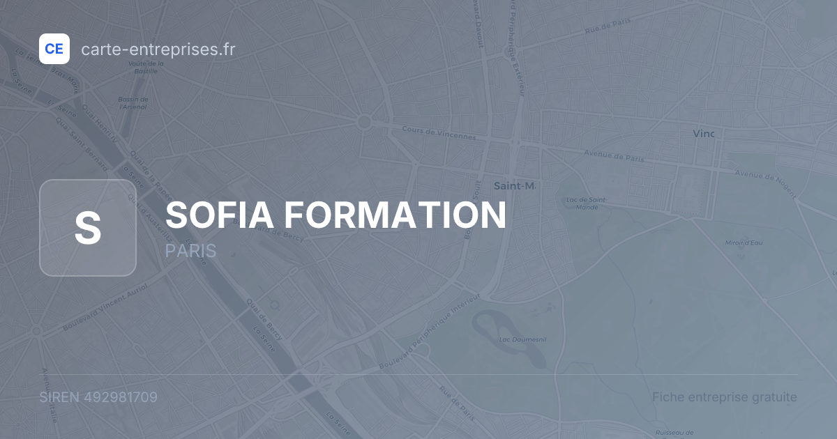 SOFIA FORMATION — 492981709 — fiche entreprise