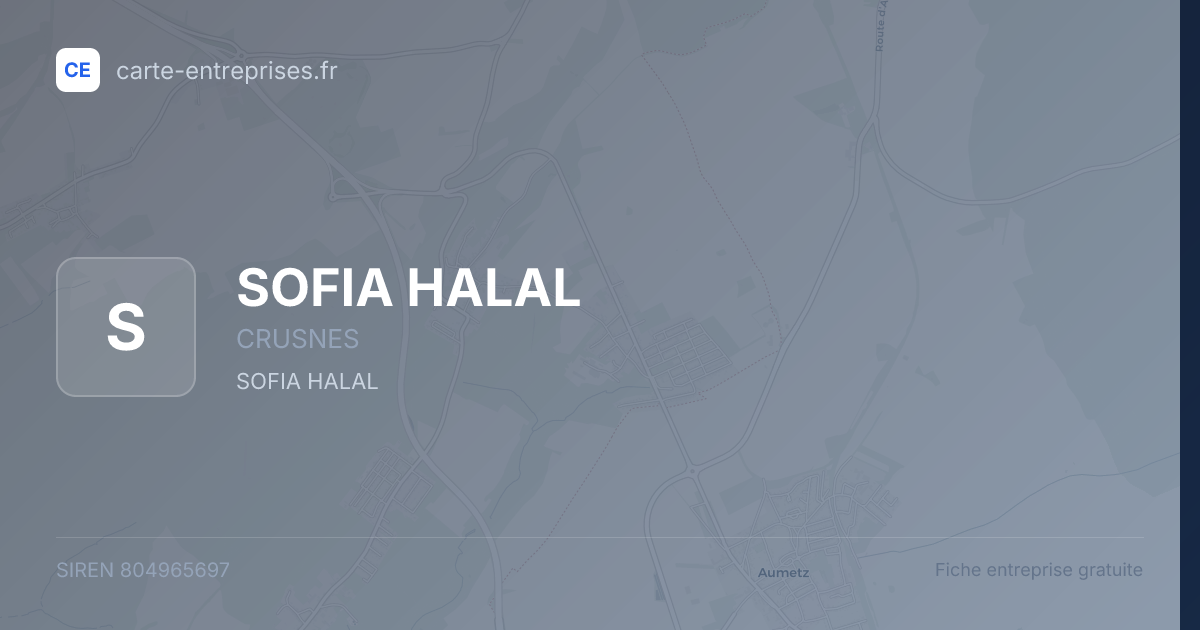 SOFIA HALAL — 804965697 — fiche entreprise