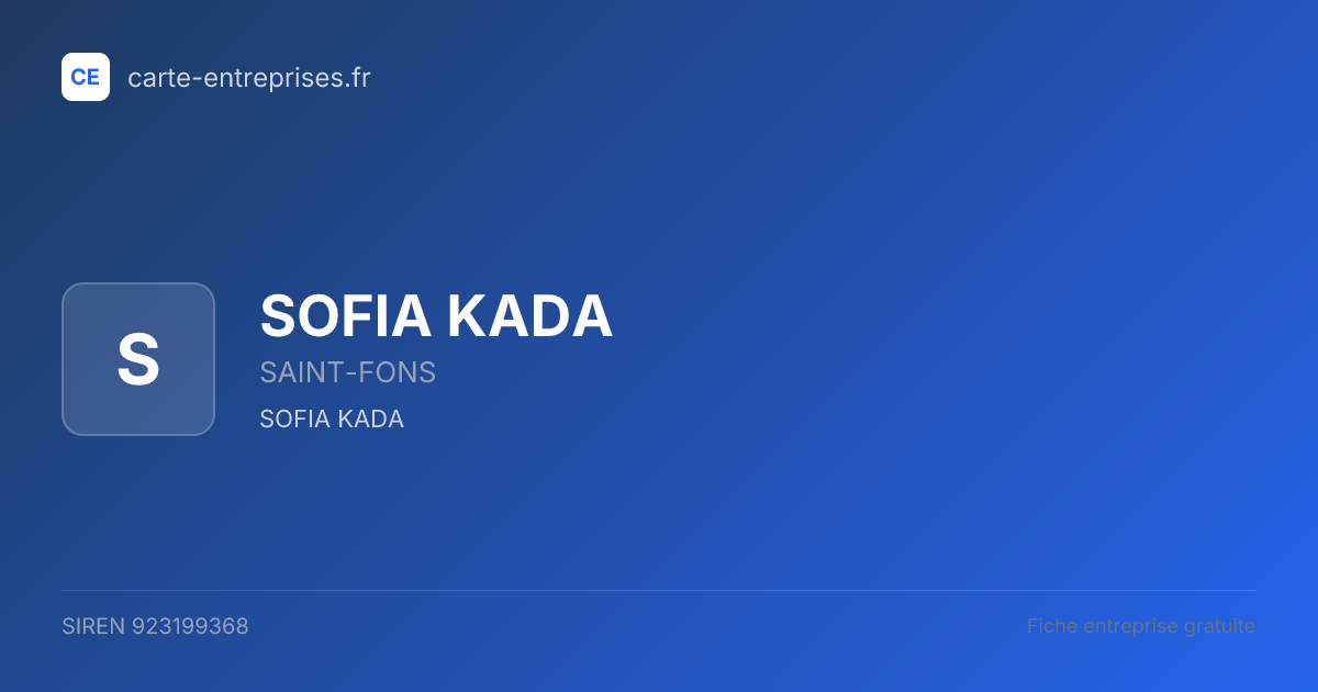 SOFIA KADA — 923199368 — fiche entreprise