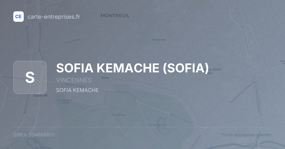 SOFIA KEMACHE (SOFIA) — 934664855 — fiche entreprise