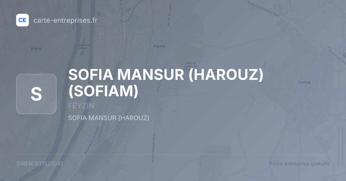 SOFIA MANSUR (HAROUZ) (SOFIAM) — 931521041 — fiche entreprise