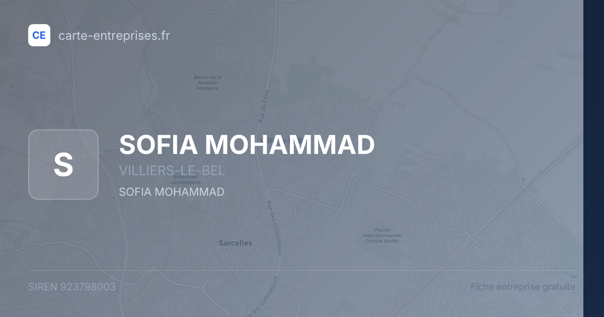 SOFIA MOHAMMAD — 923798003 — fiche entreprise