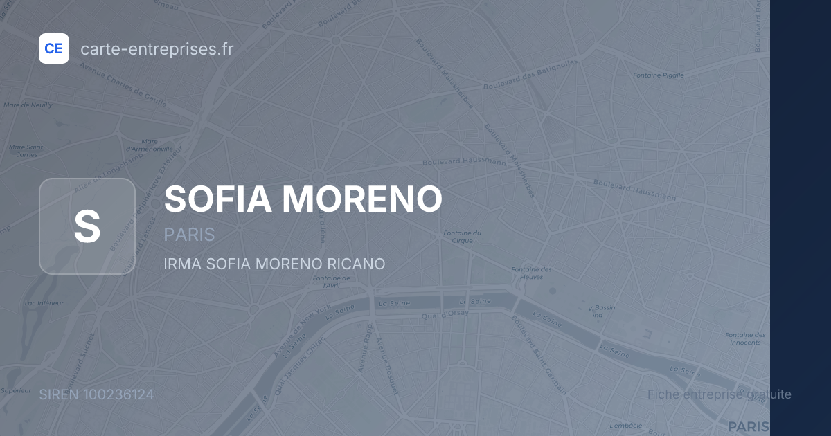 SOFIA MORENO — 100236124 — fiche entreprise