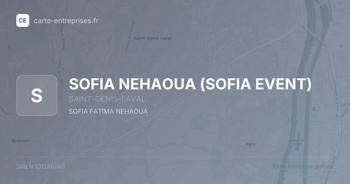 SOFIA NEHAOUA (SOFIA EVENT) — 101246668 — fiche entreprise