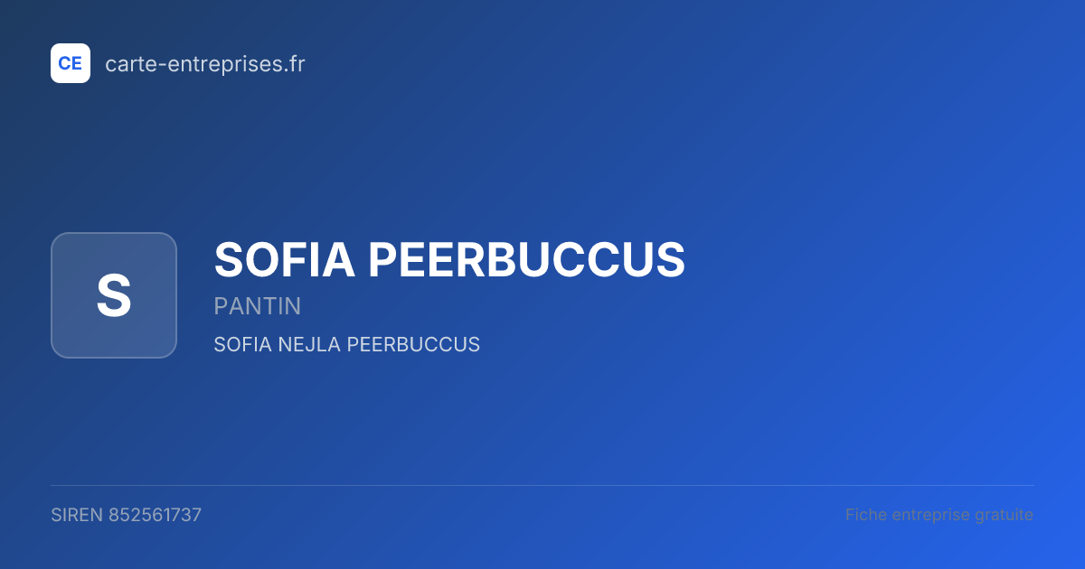 SOFIA PEERBUCCUS — 852561737 — fiche entreprise