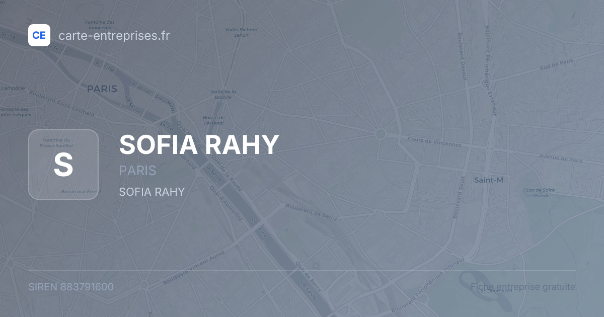 SOFIA RAHY — 883791600 — fiche entreprise