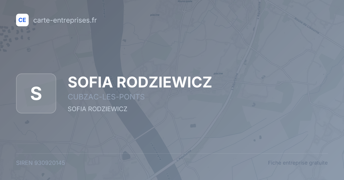SOFIA RODZIEWICZ — 930920145 — fiche entreprise