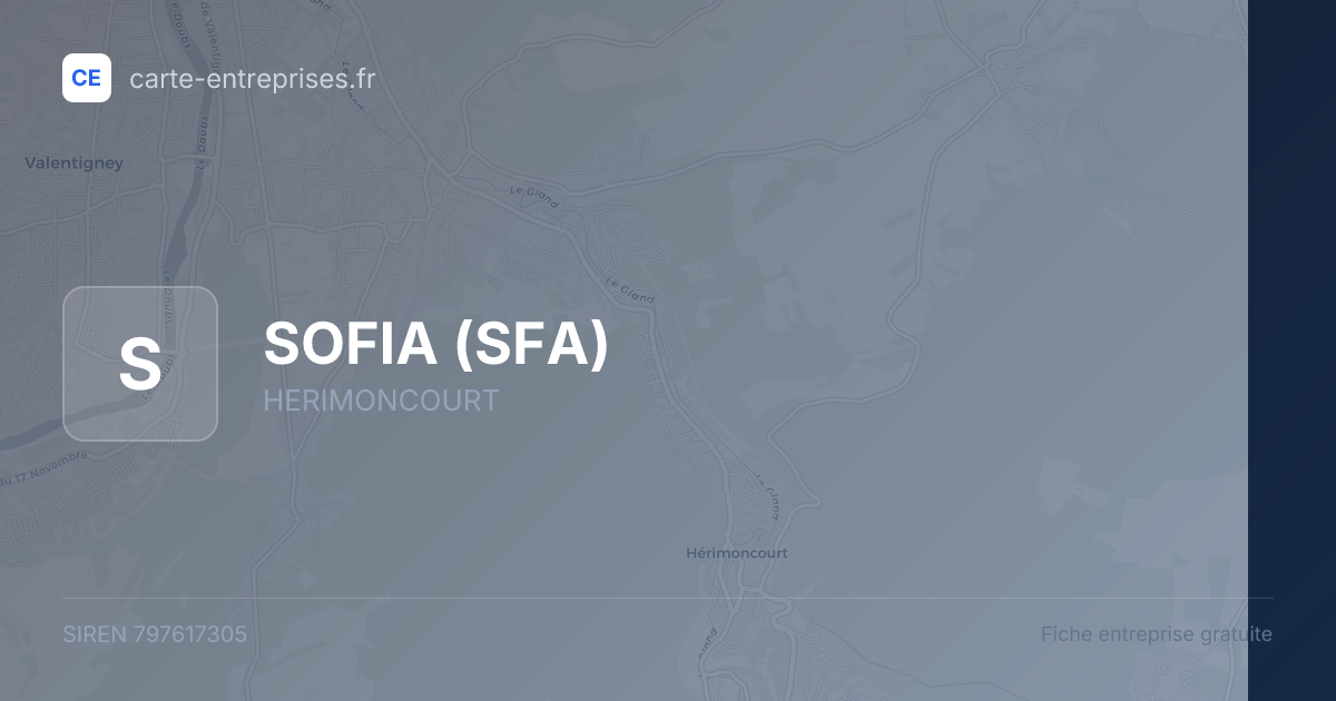 SOFIA (SFA) — 797617305 — fiche entreprise