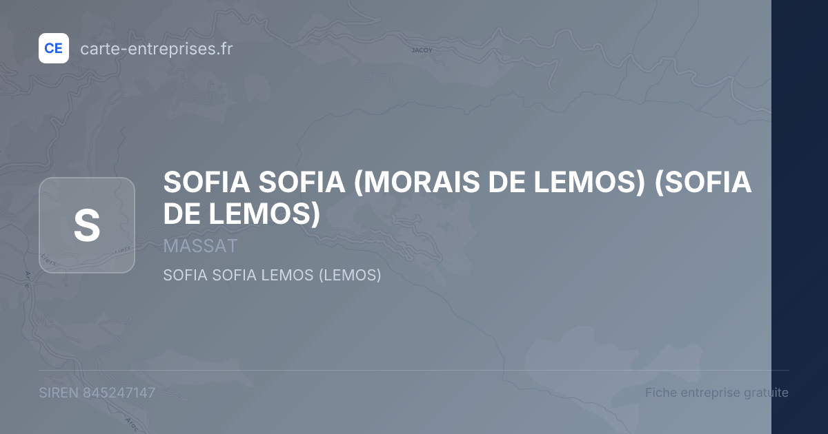 SOFIA SOFIA (MORAIS DE LEMOS) (SOFIA DE LEMOS) — 845247147 — fiche entreprise