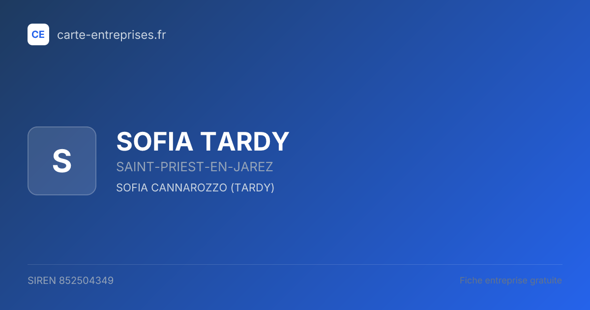 SOFIA TARDY — 852504349 — fiche entreprise
