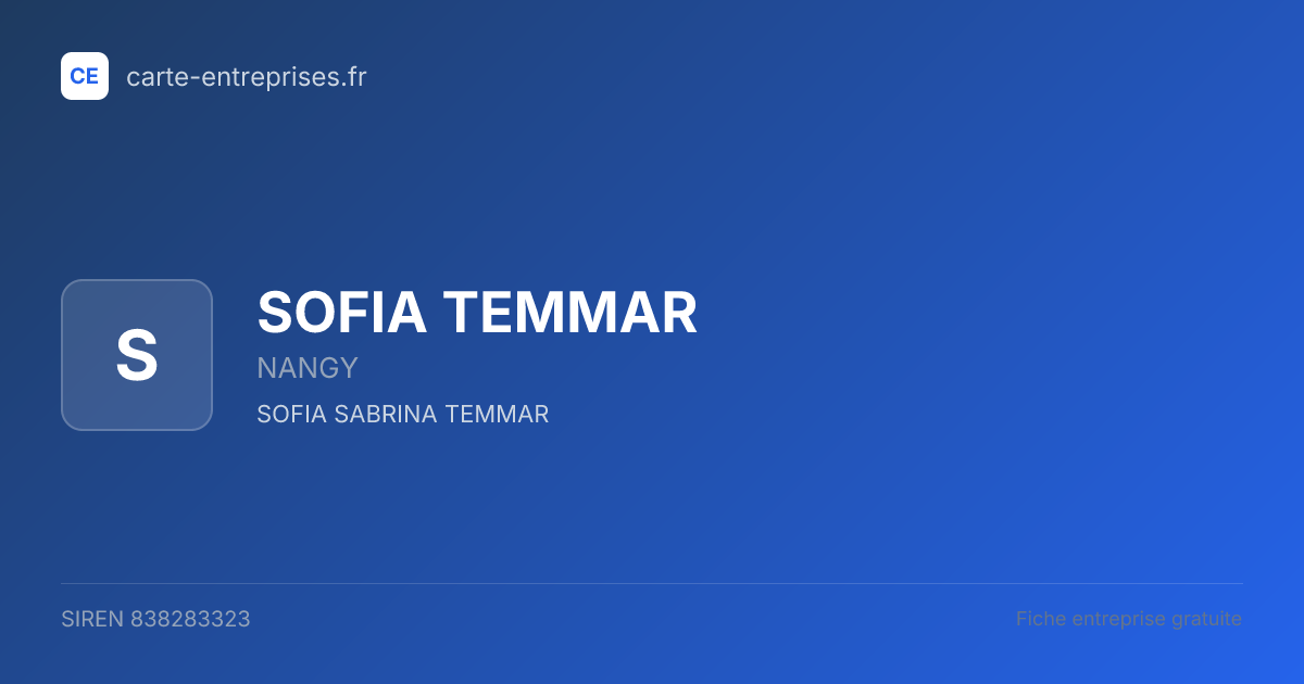 SOFIA TEMMAR — 838283323 — fiche entreprise