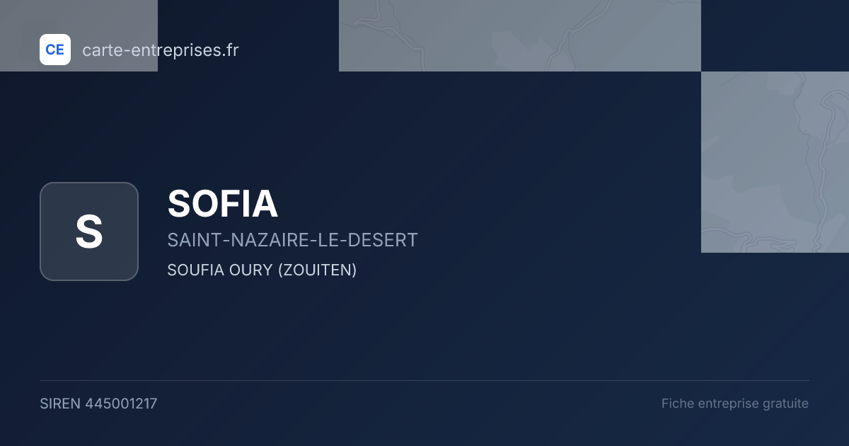 SOFIA — 445001217 — fiche entreprise