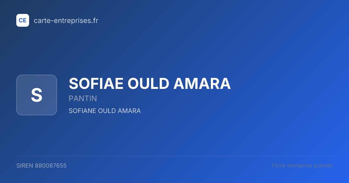 SOFIAE OULD AMARA — 880087655 — fiche entreprise