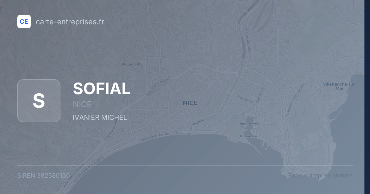 SOFIAL — 392580130 — fiche entreprise