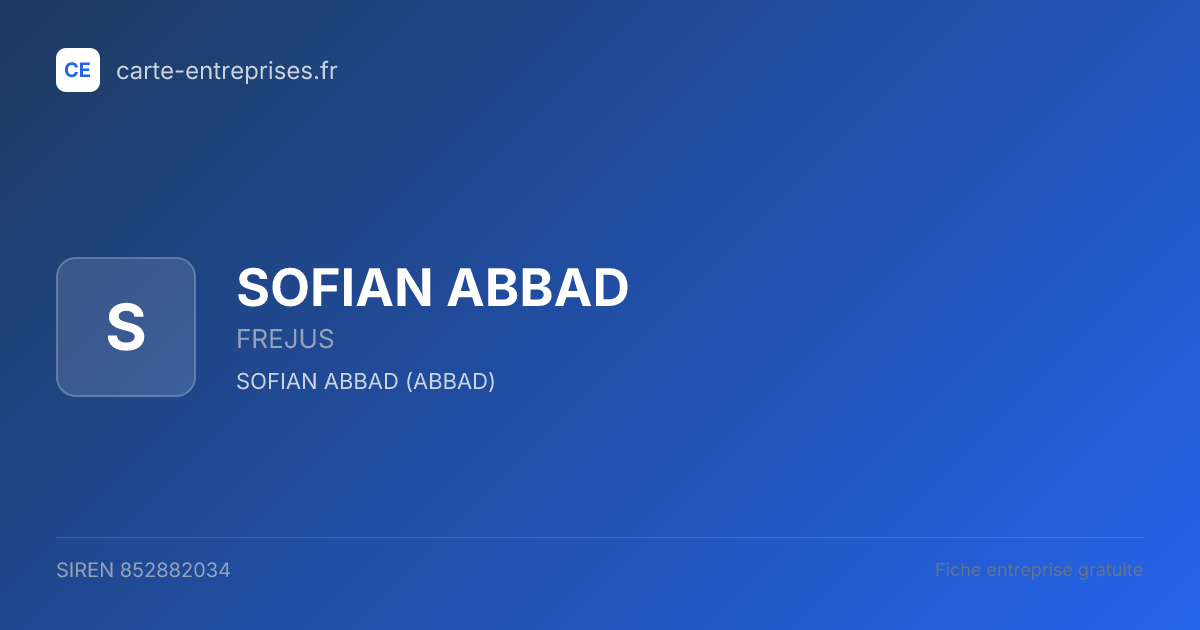 SOFIAN ABBAD — 852882034 — fiche entreprise