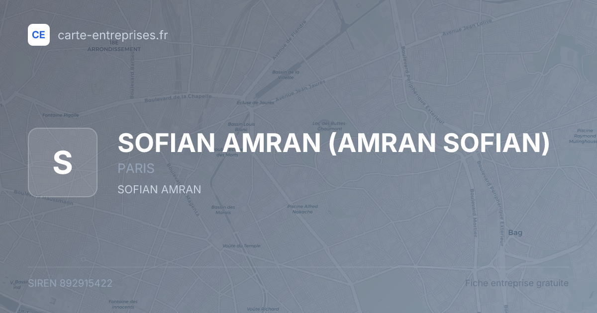 SOFIAN AMRAN (AMRAN SOFIAN) — 892915422 — fiche entreprise