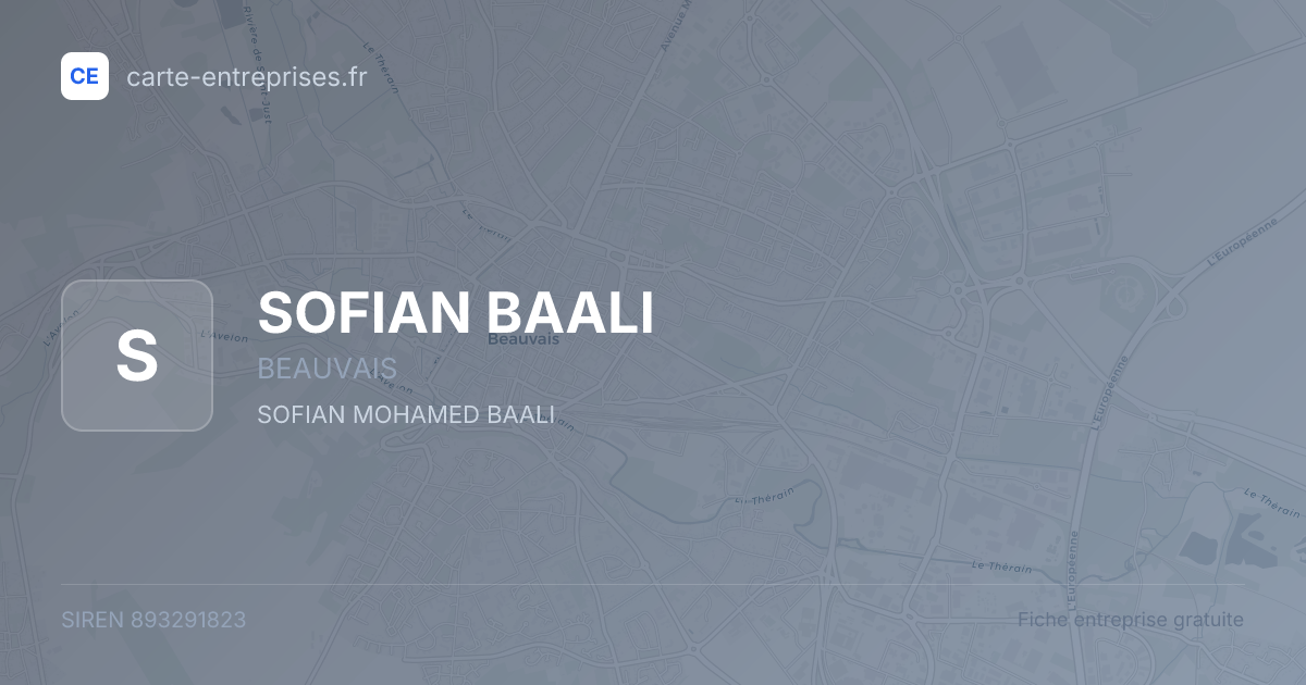 SOFIAN BAALI — 893291823 — fiche entreprise
