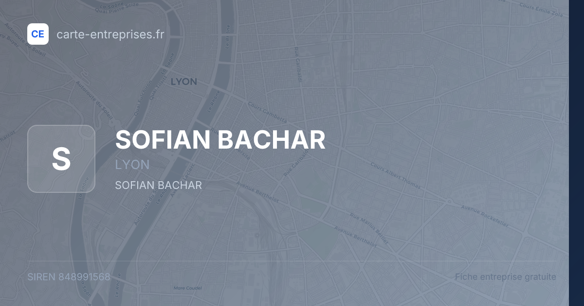 SOFIAN BACHAR — 848991568 — fiche entreprise