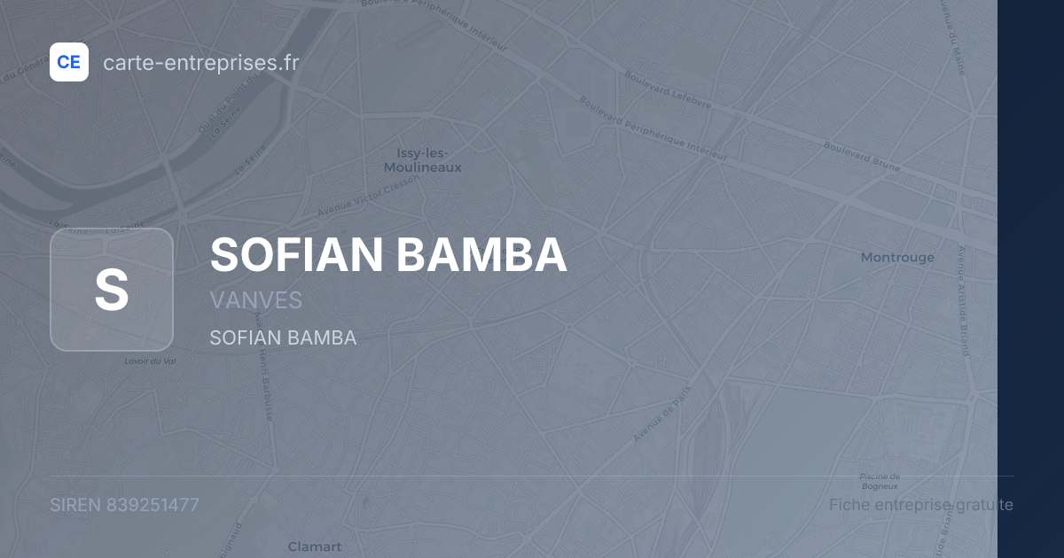 SOFIAN BAMBA — 839251477 — fiche entreprise