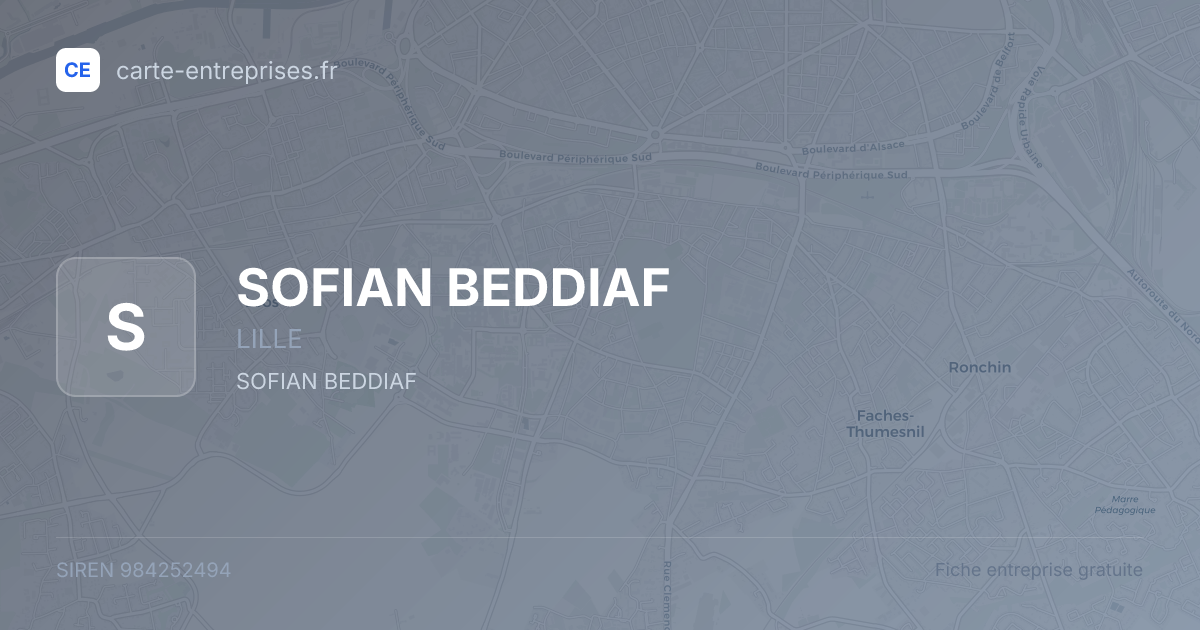 SOFIAN BEDDIAF — 984252494 — fiche entreprise