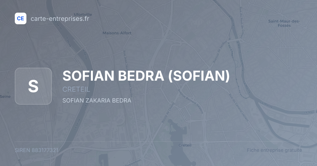 SOFIAN BEDRA (SOFIAN) — 883177321 — fiche entreprise