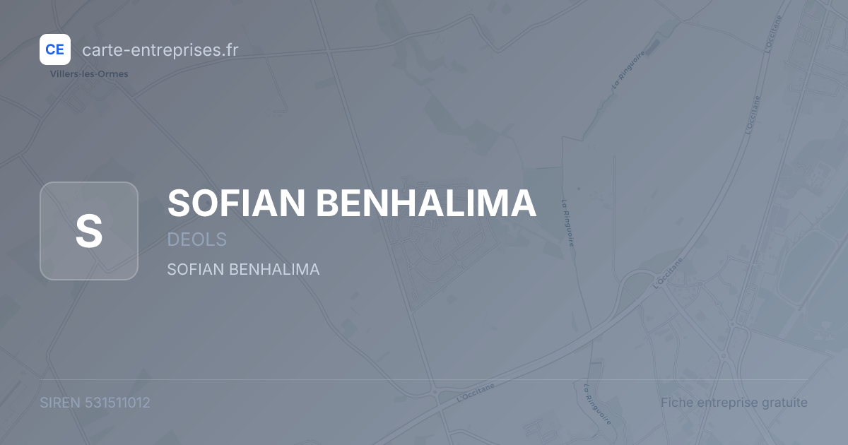 SOFIAN BENHALIMA — 531511012 — fiche entreprise