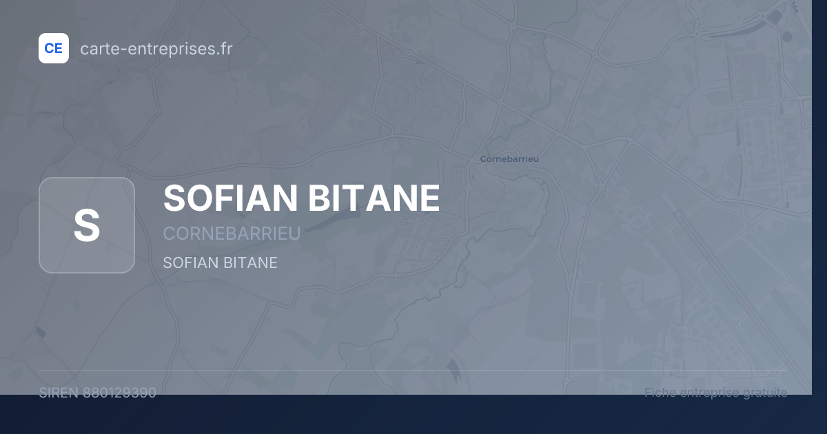 SOFIAN BITANE — 880129390 — fiche entreprise