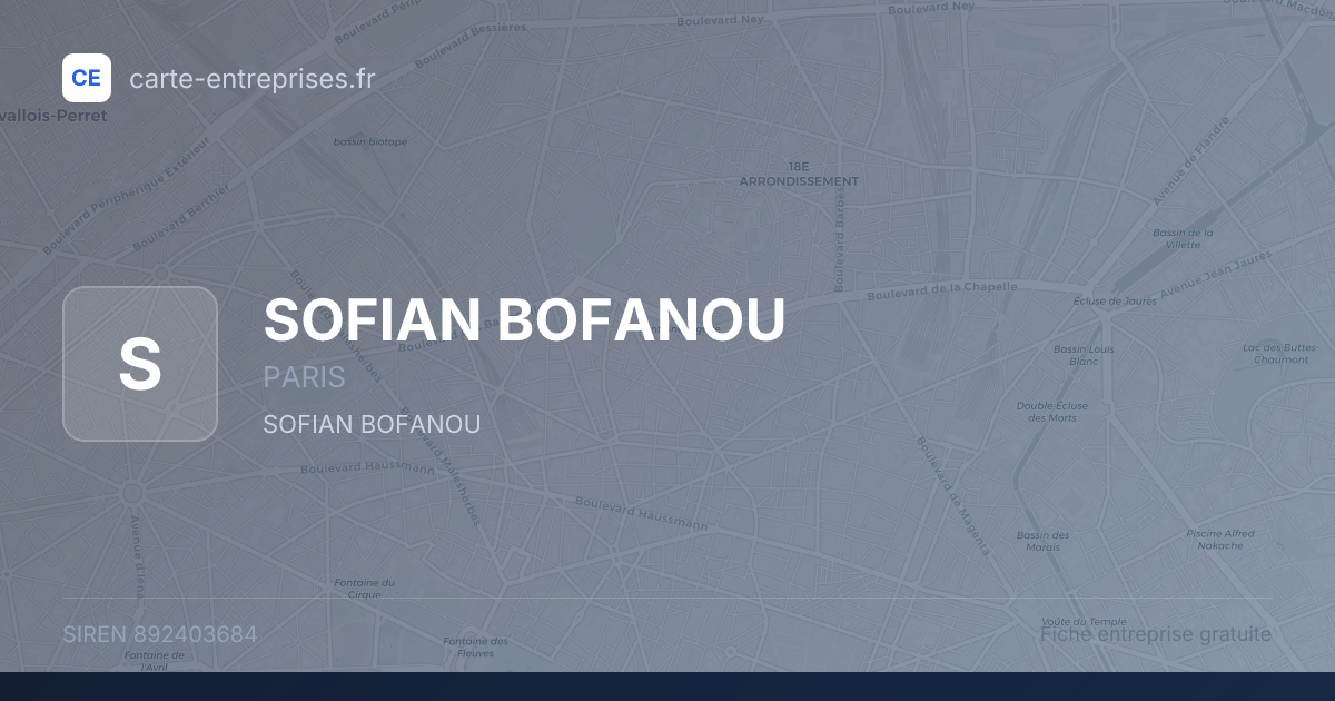 SOFIAN BOFANOU — 892403684 — fiche entreprise