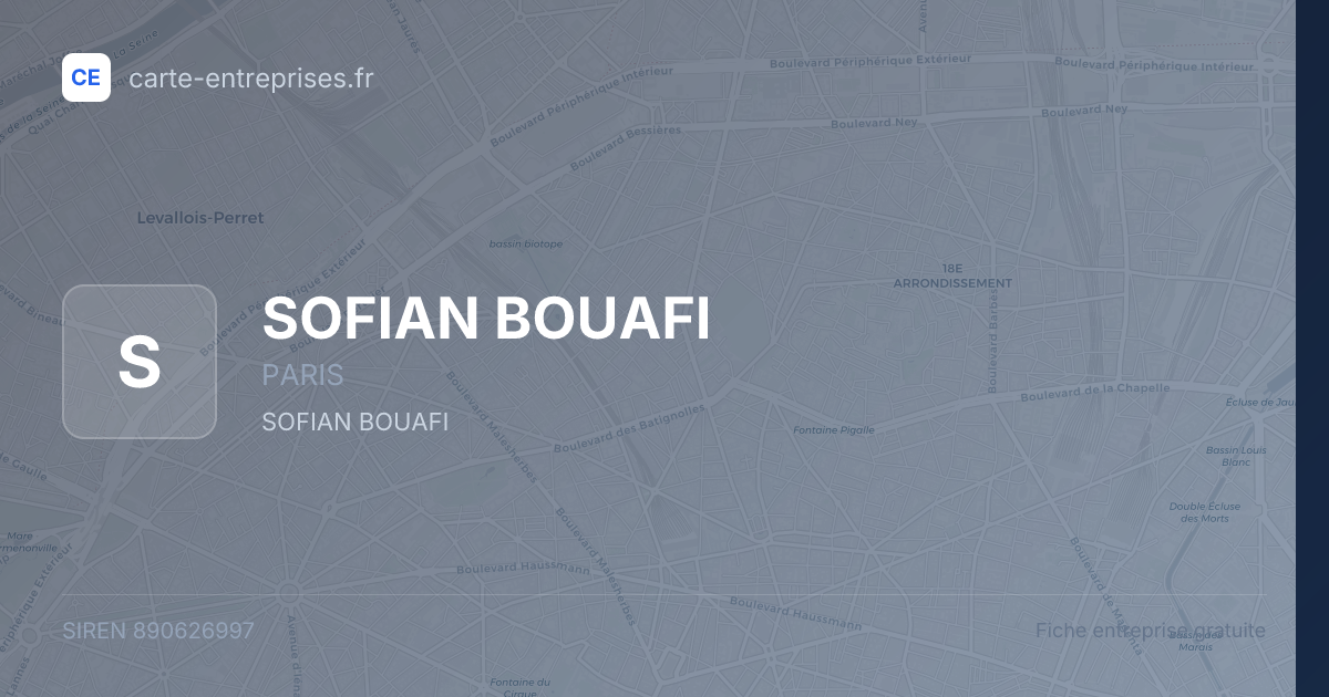 SOFIAN BOUAFI — 890626997 — fiche entreprise