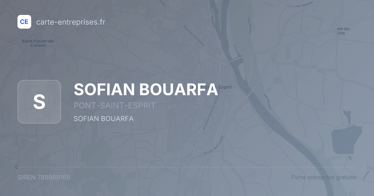 SOFIAN BOUARFA — 788989168 — fiche entreprise