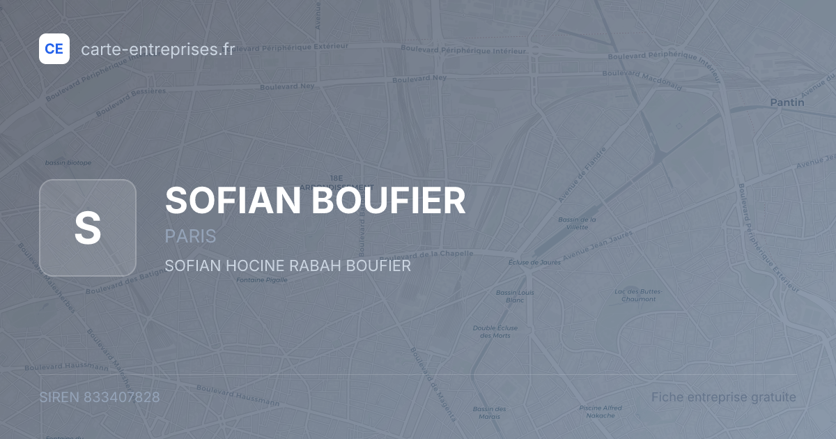 SOFIAN BOUFIER — 833407828 — fiche entreprise