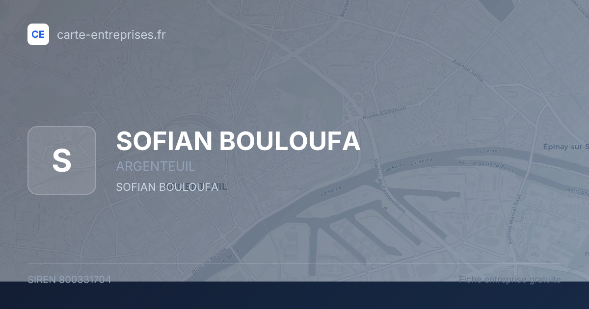 SOFIAN BOULOUFA — 800331704 — fiche entreprise