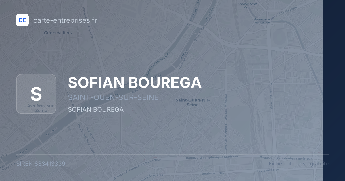 SOFIAN BOUREGA — 833413339 — fiche entreprise