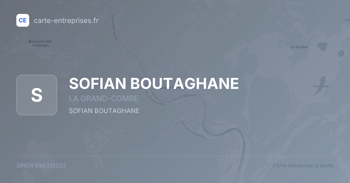 SOFIAN BOUTAGHANE — 898313333 — fiche entreprise