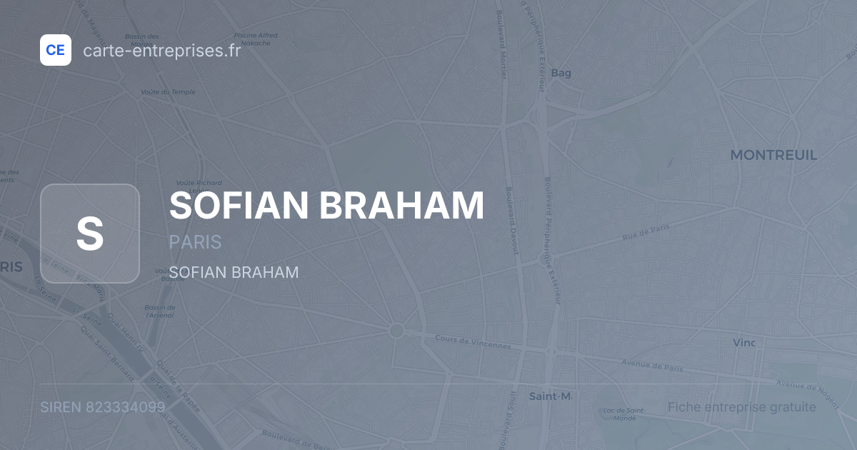 SOFIAN BRAHAM — 823334099 — fiche entreprise