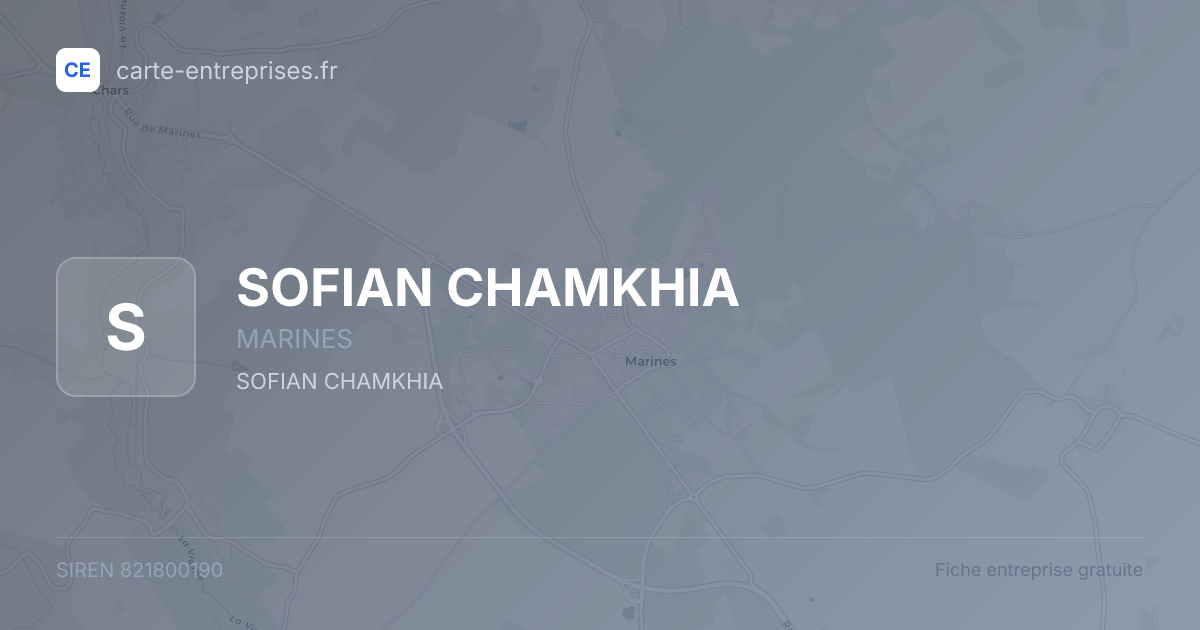 SOFIAN CHAMKHIA — 821800190 — fiche entreprise