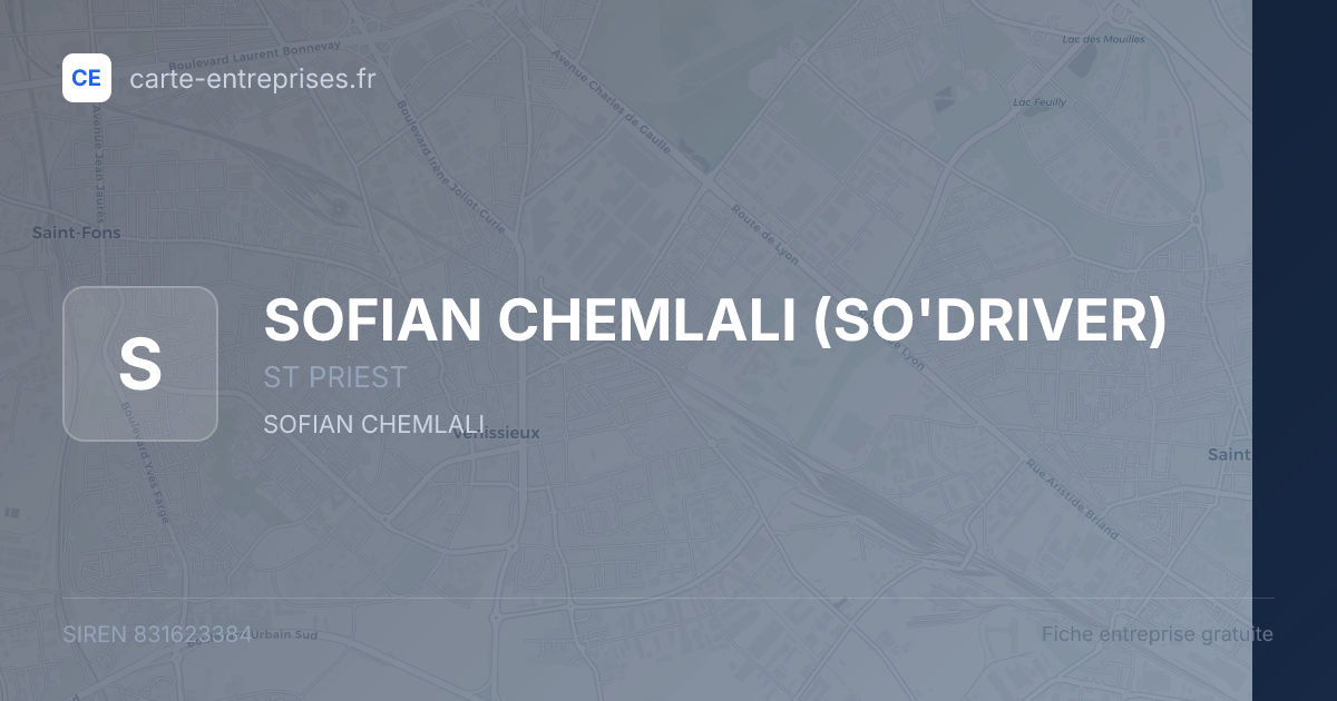 SOFIAN CHEMLALI (SO'DRIVER) — 831623384 — fiche entreprise
