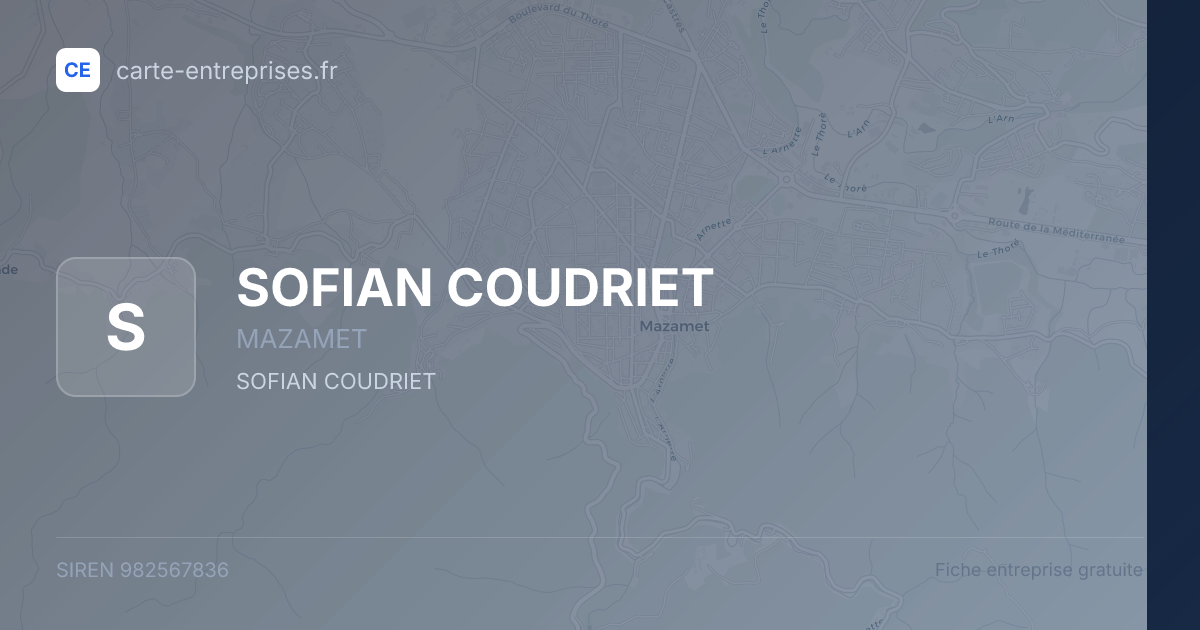 SOFIAN COUDRIET — 982567836 — fiche entreprise