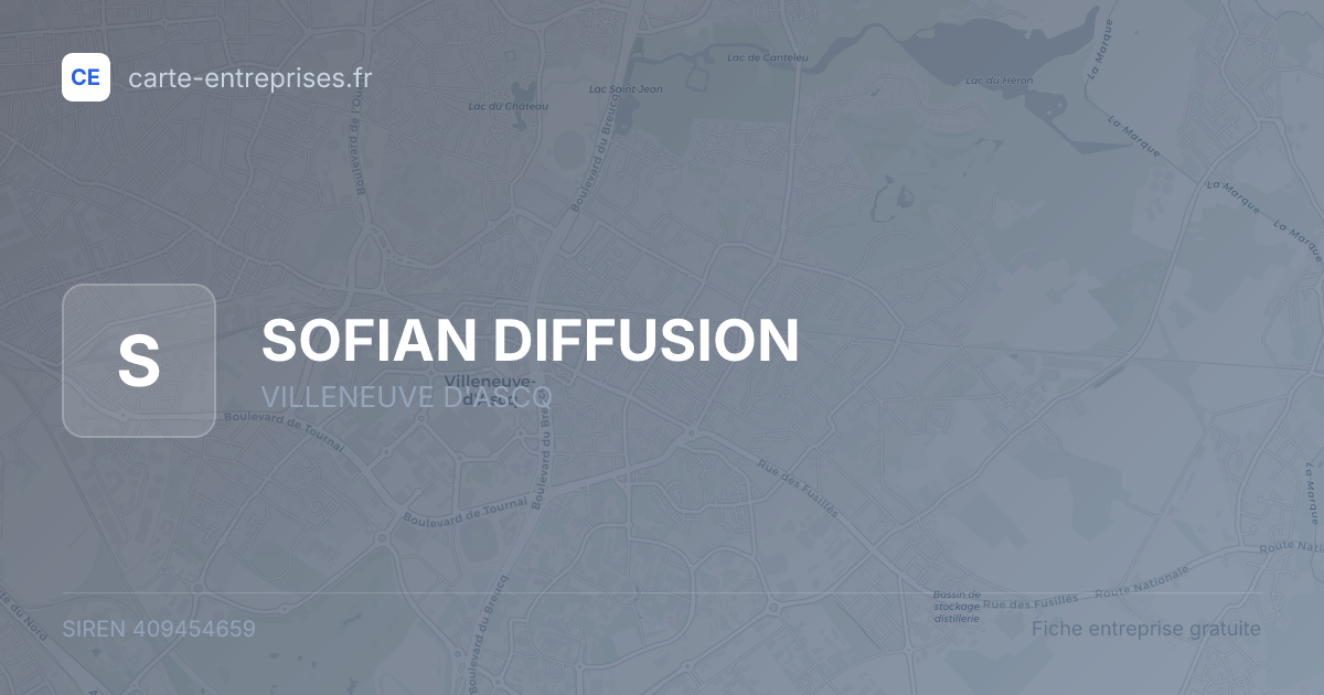 SOFIAN DIFFUSION — 409454659 — fiche entreprise