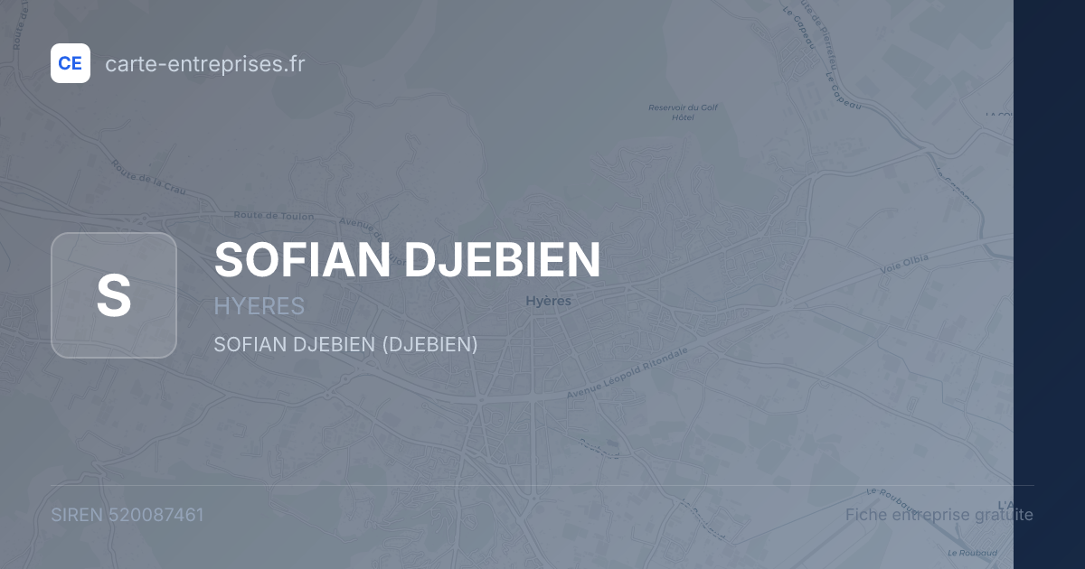 SOFIAN DJEBIEN — 520087461 — fiche entreprise