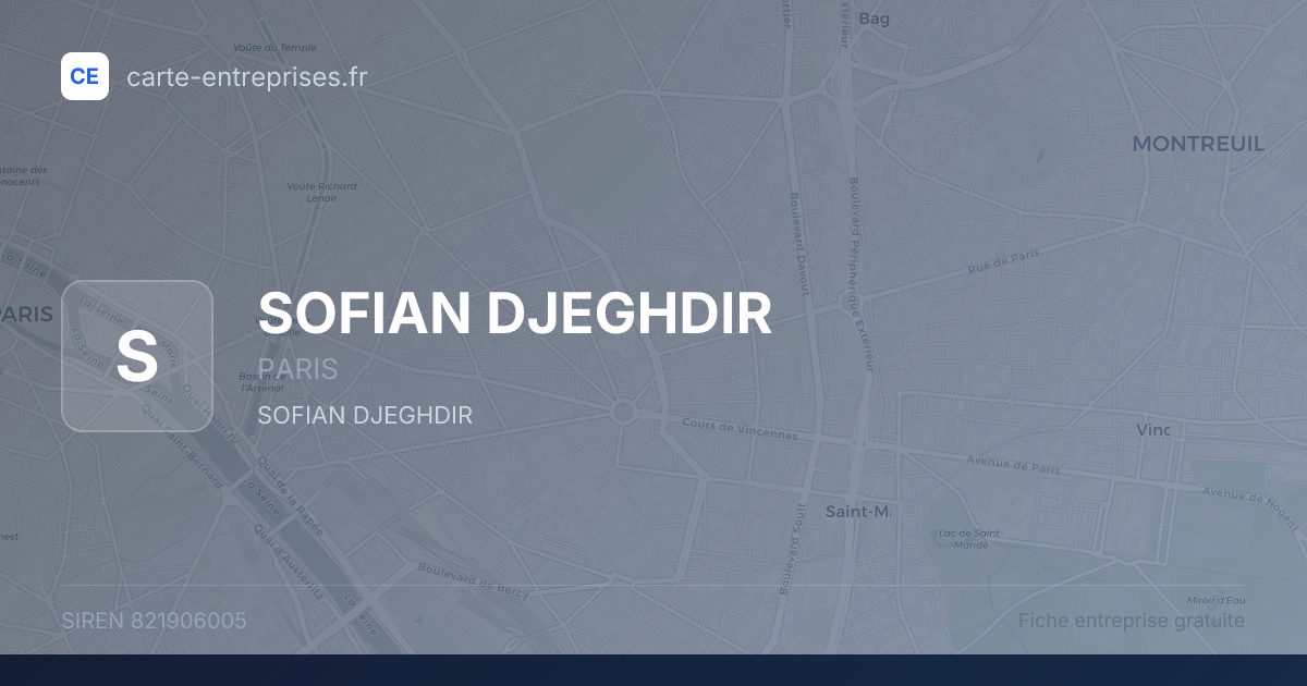 SOFIAN DJEGHDIR — 821906005 — fiche entreprise