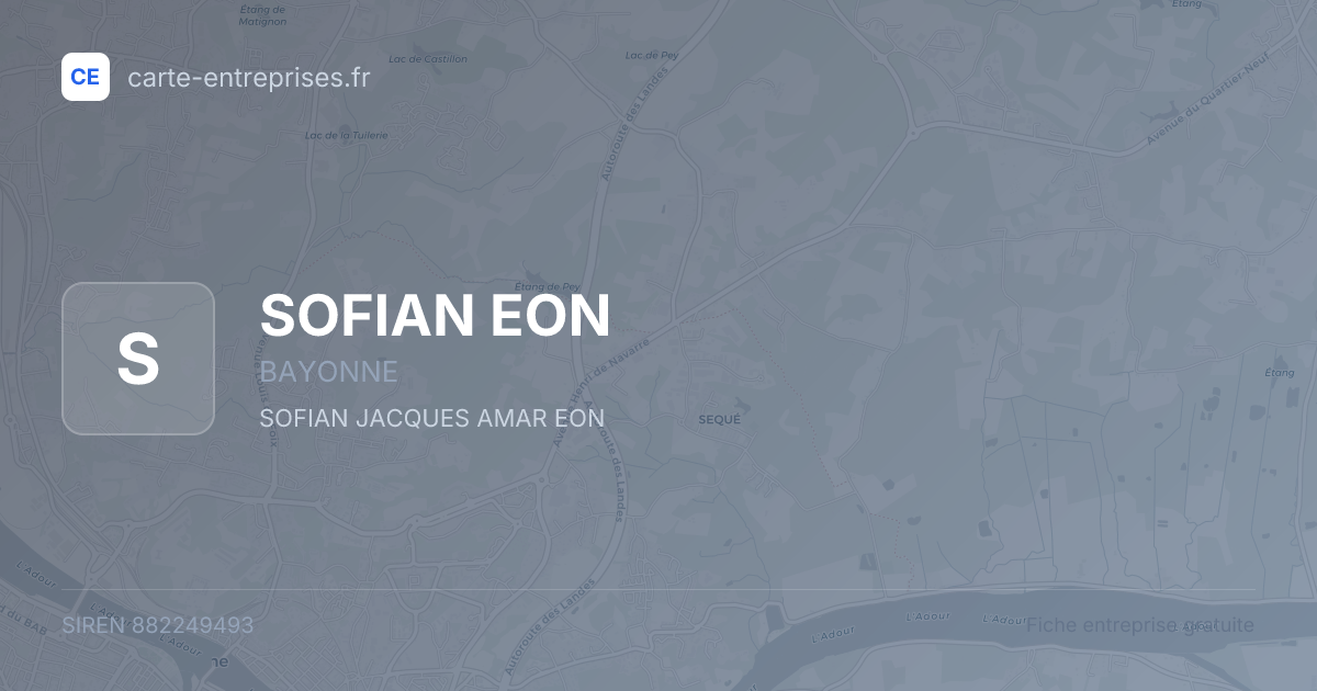 SOFIAN EON — 882249493 — fiche entreprise