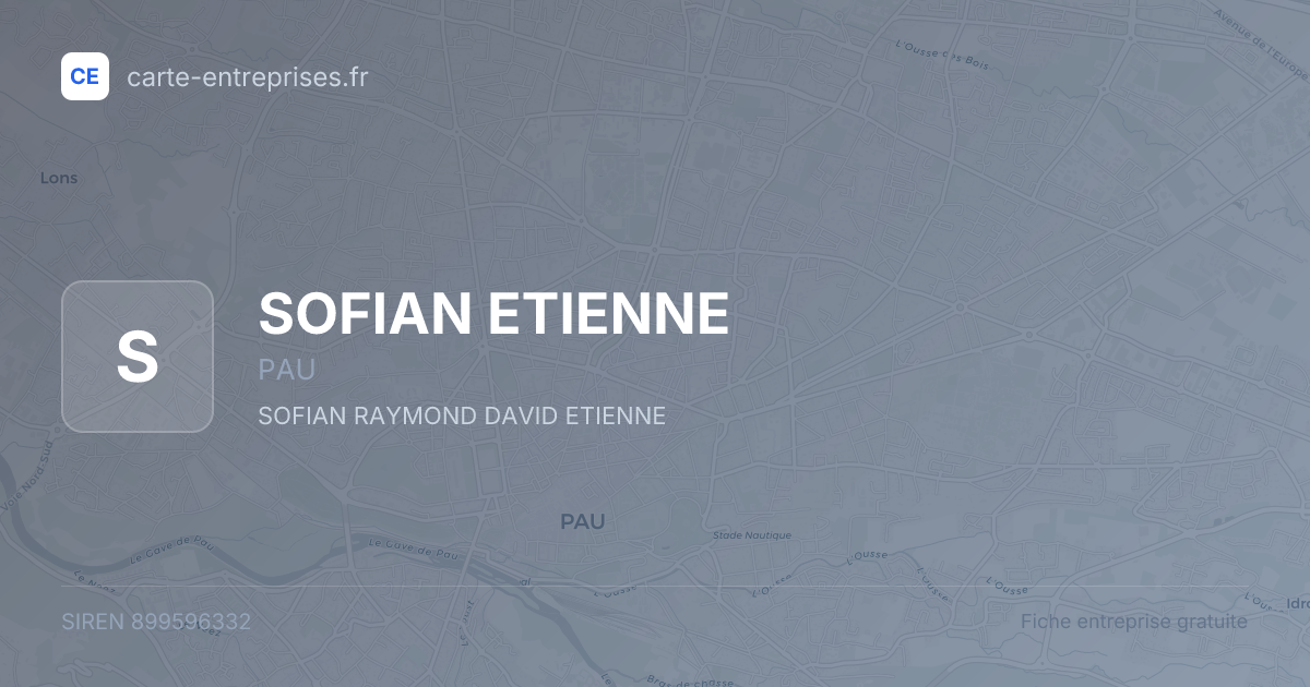 SOFIAN ETIENNE — 899596332 — fiche entreprise